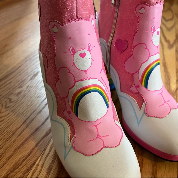 Pink Cheer Bear Care Bears Shoes Ankle Boots 80s Retro Boots Size 6 Pride - Picture 8 of 12